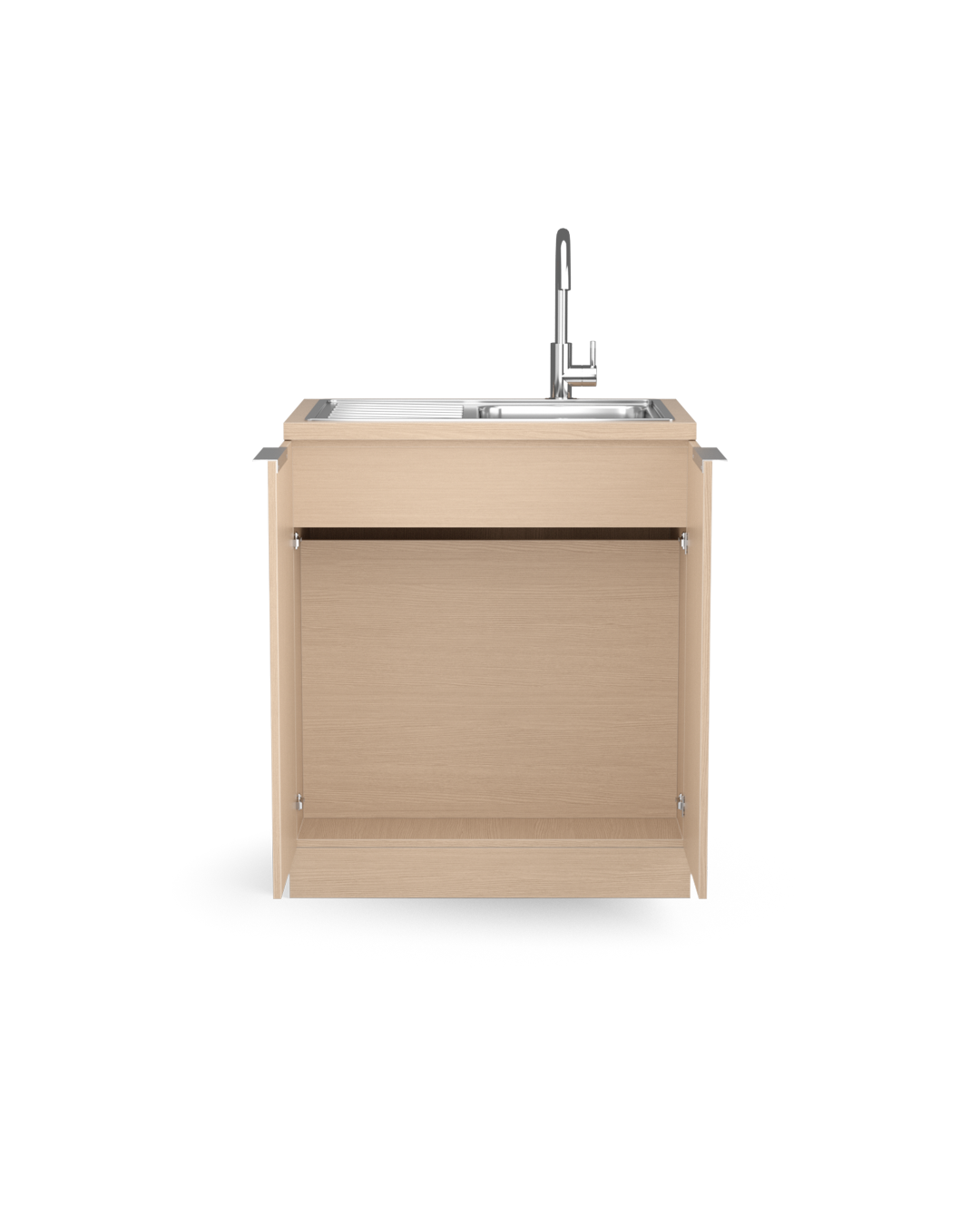 Colorbar hand wash - Washing cabinet in oak pattern - Chrome sink